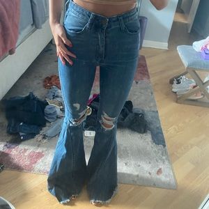 Show me your mumu distressed flare jeans